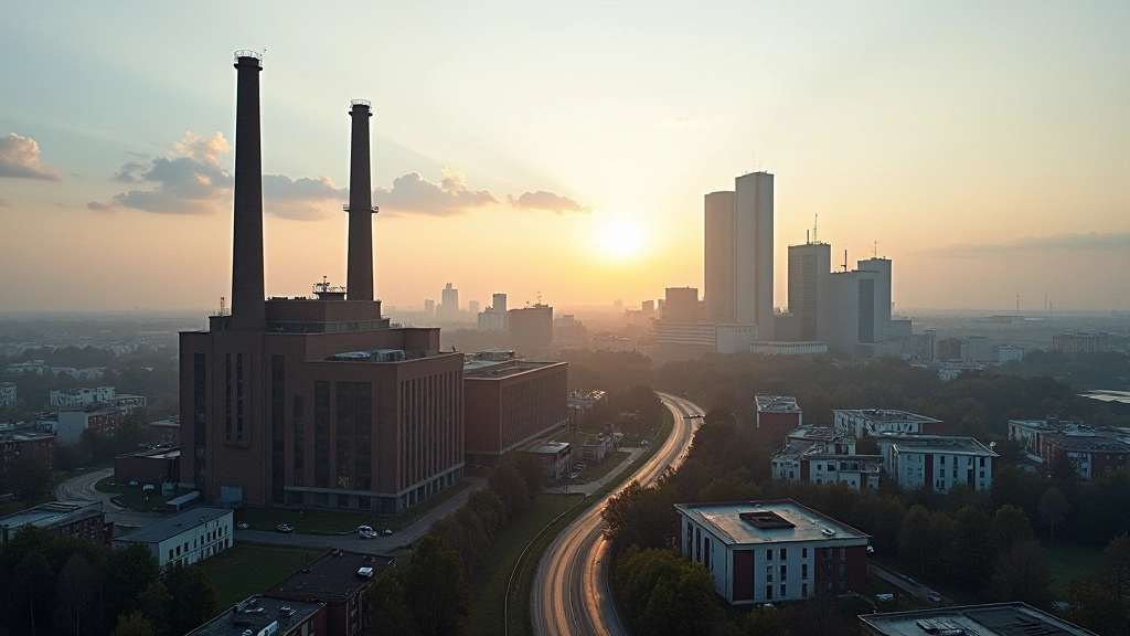 Strukturwandel in Ostdeutschland: Alte Industrieanlage neben modernen Wohngebäuden