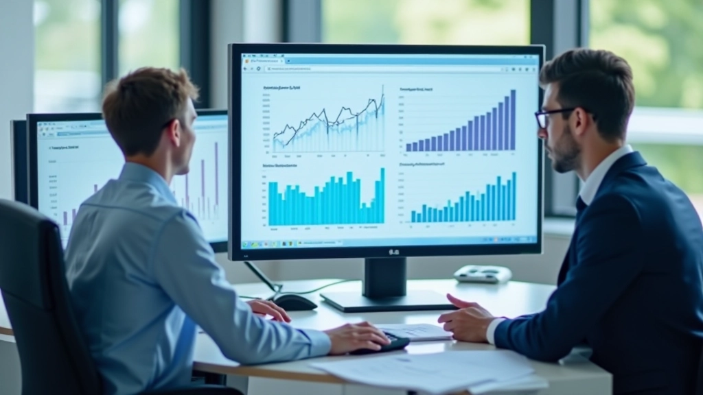 Büro mit Arbeitslosenstatistiken auf mehreren Bildschirmen und Diagrammen